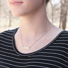 Load image into Gallery viewer, Peachtree Lane | Tacos Hand Stamped Raw Brass Bar Necklace